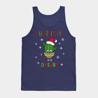 Christmas In The Desert - Cactus With A Santa Hat In A Bowl Tank Top